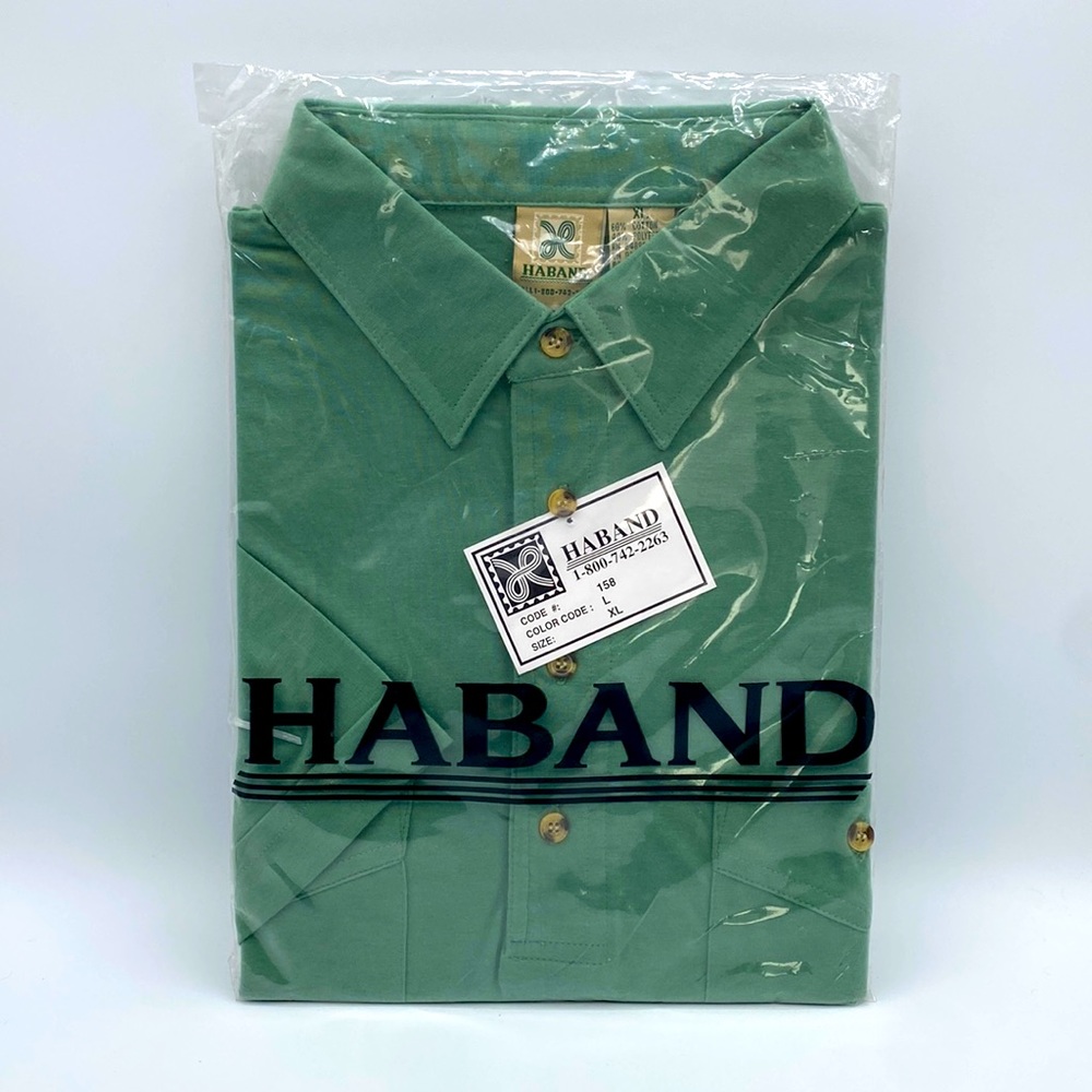 VINTAGE 80’s HABAND XL MENS SINGLE STITCH 3 BUTTON POLO SHIRT NEW OLD STOCK
